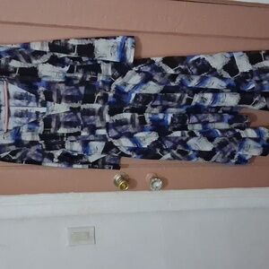 Simply Vera Vera Wang Blue and Black Abstract Dress